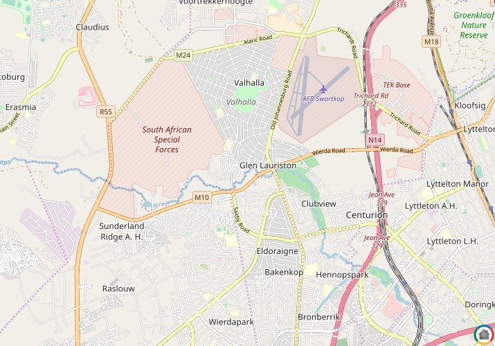 Map location of Glen Lauriston 